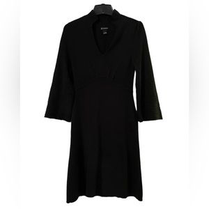 New Directions Black V-neck Sweater Dress with Bell Sleeves Size L